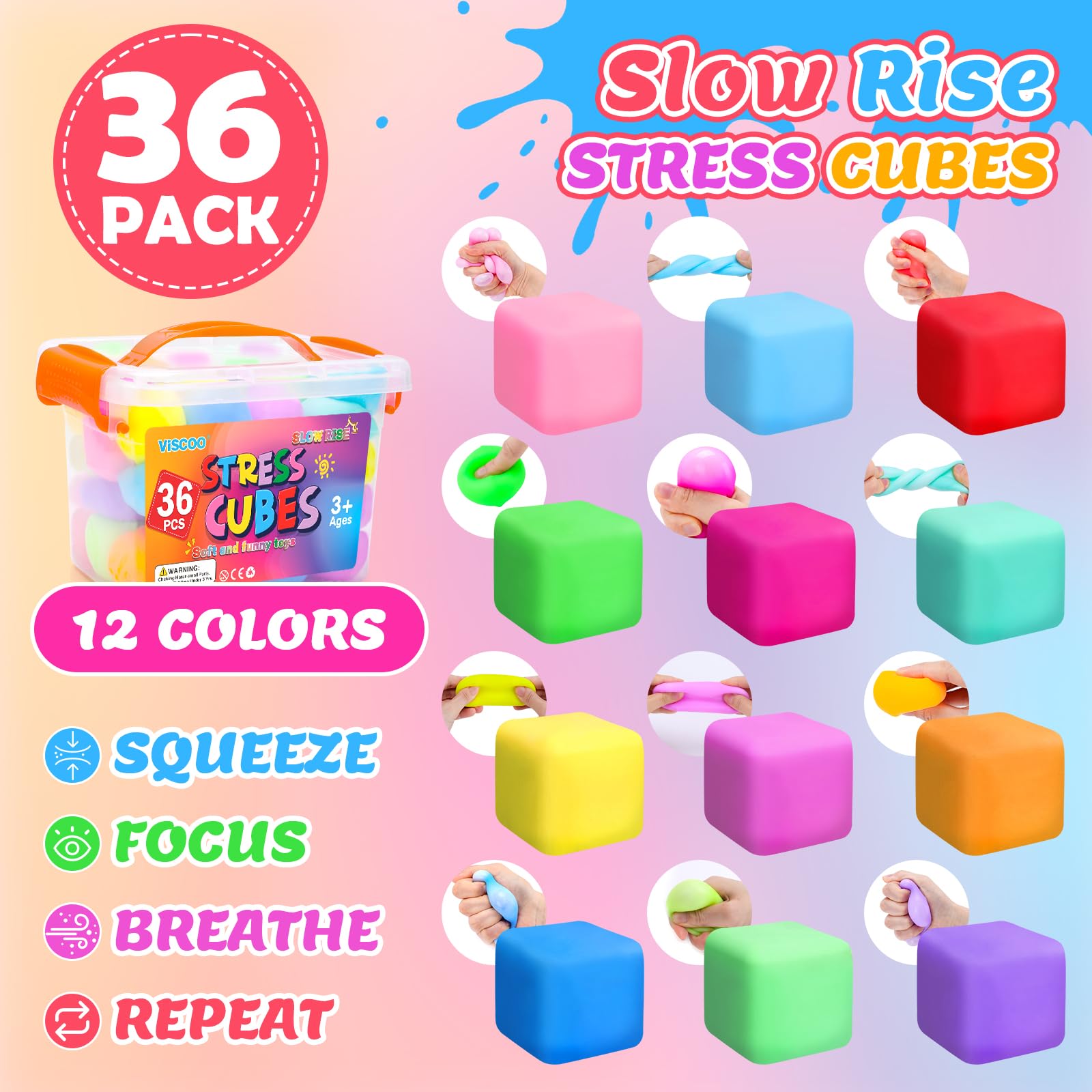 VISCOO soft TPR stress cubes provide a safe, tactile squishy feel