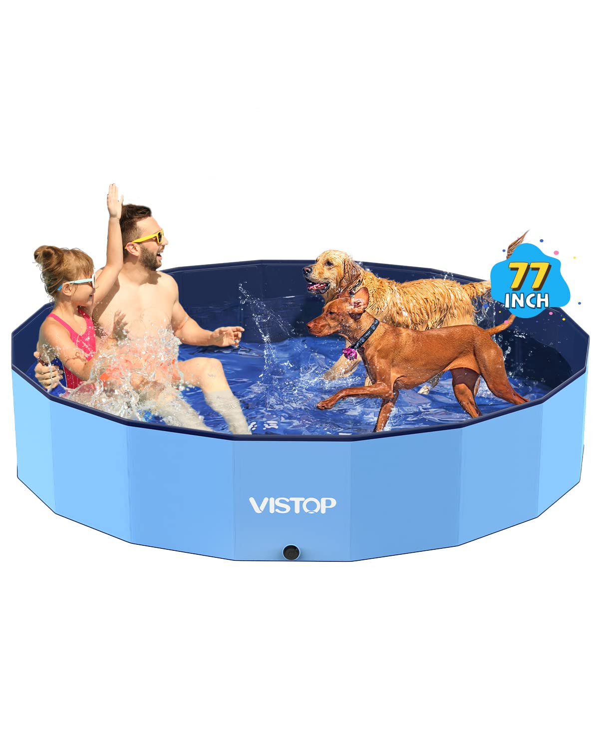 VISTOP Jumbo Foldable Dog Pool open for quick setup and play