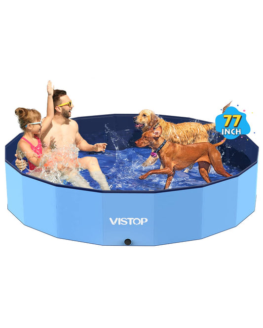 VISTOP Jumbo Foldable Dog Pool open for quick setup and play