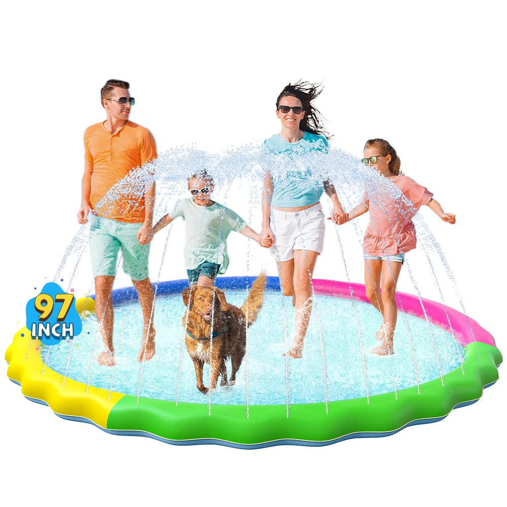 VISTOP non-slip splash pad for kids and dogs, safe backyard water play.