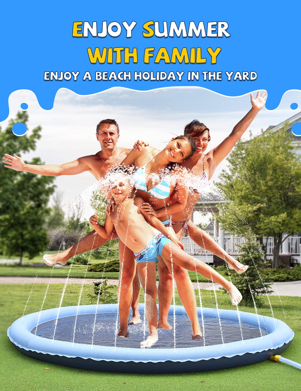 VISTOP blue splash pad surface enhances outdoor playtime experiences