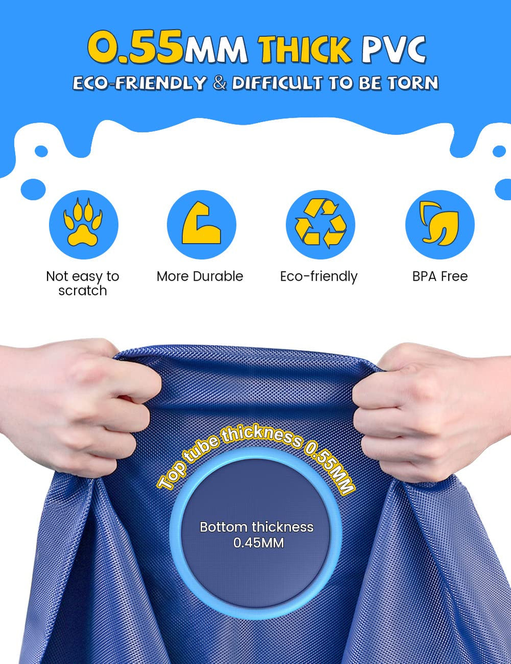 VISTOP thick 0.55mm splash pad durable for dog and child play in blue