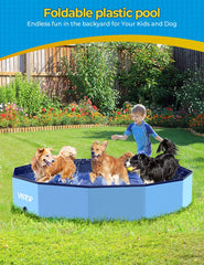 Kids and pets enjoy water play near the VISTOP pool