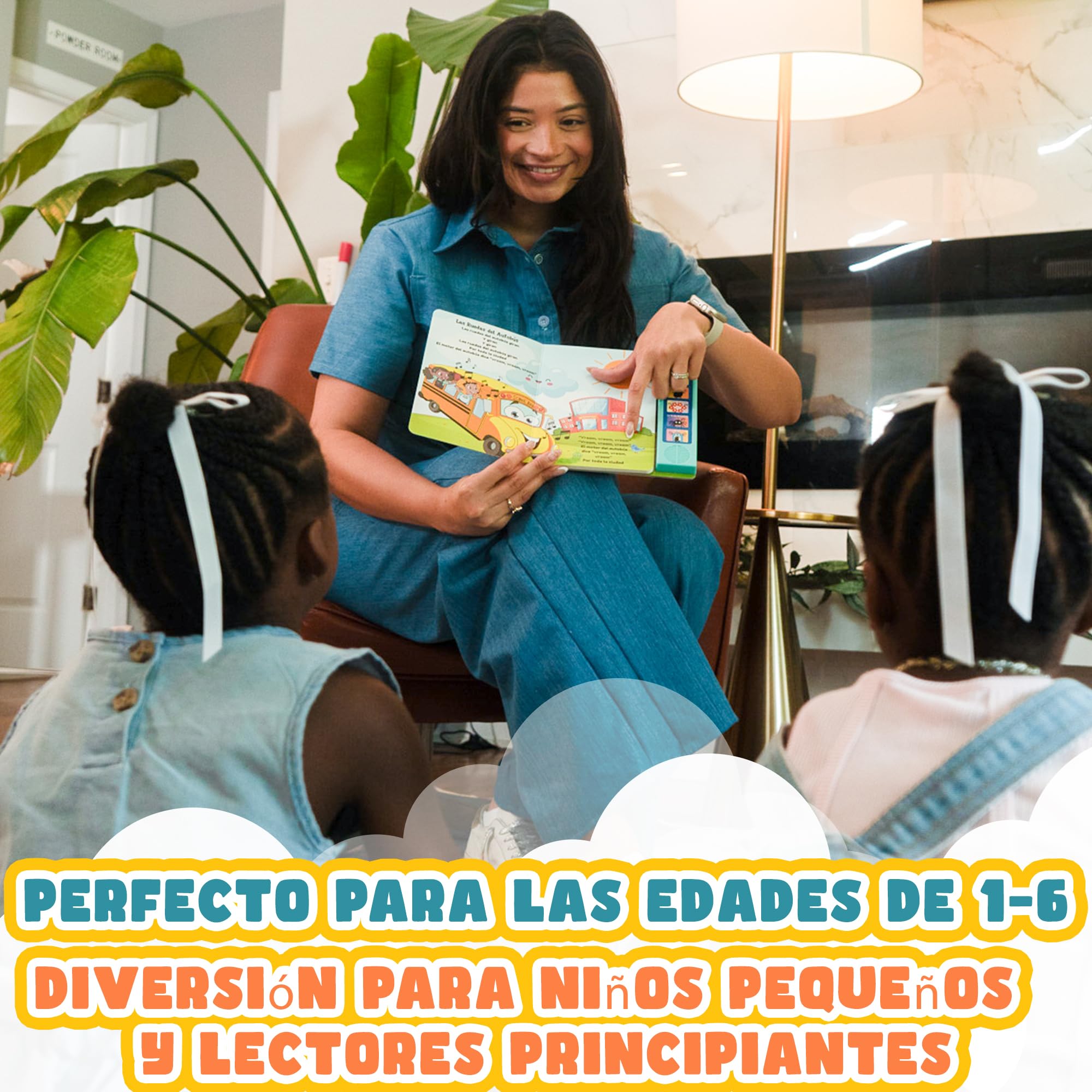 Vitastars bilingual pages encourage natural English-Spanish word pairings for babies.