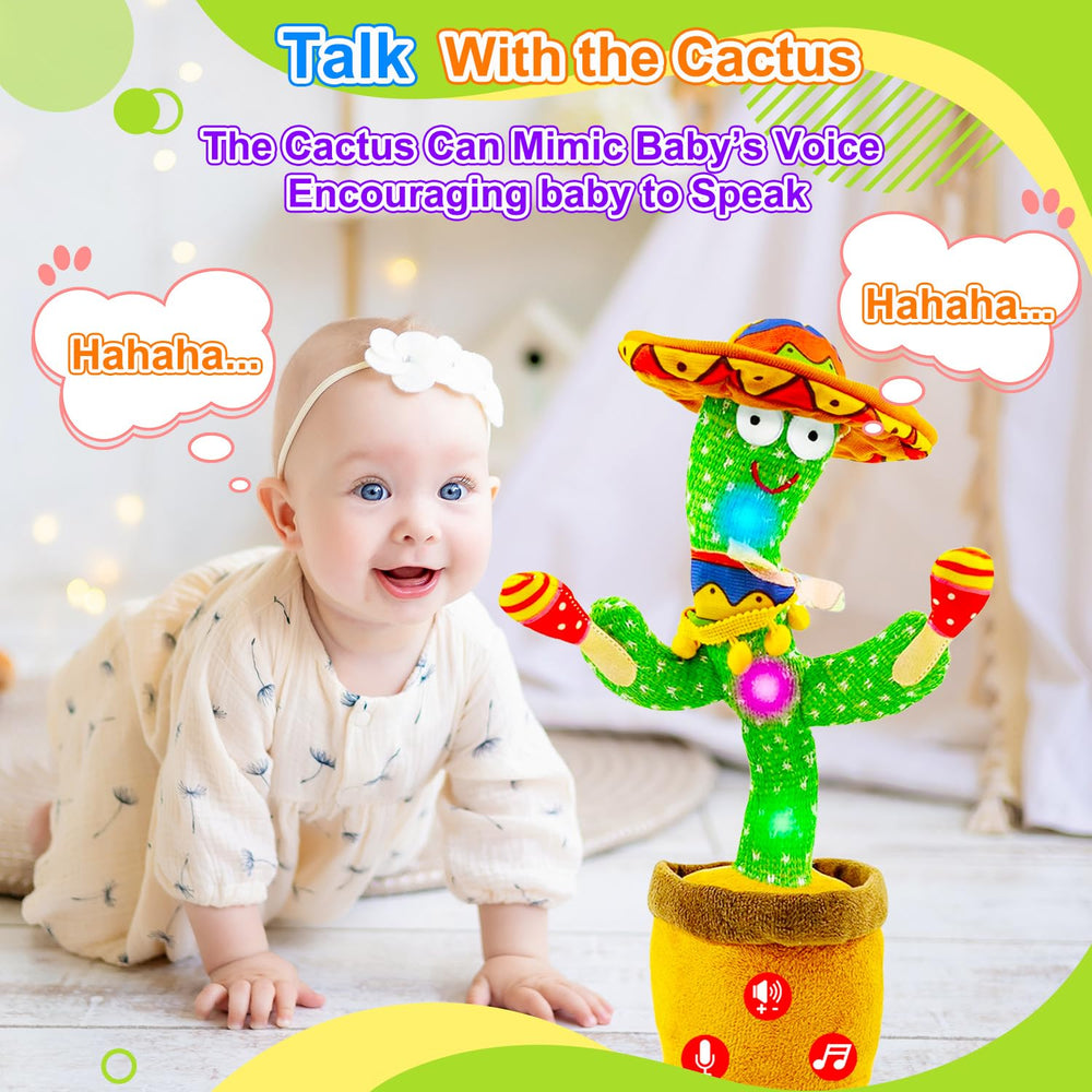 Vitosup cactus toy features safe plush eyes designed for baby play.