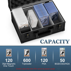 Vitula card case holding 120 PSA slabs securely for a grading collection