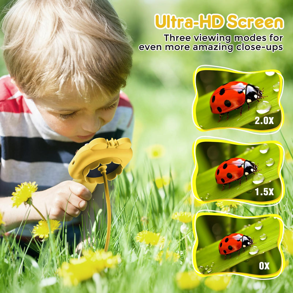 Vivid Glass Borescope Kids Camera showing 360-degree viewing for versatile angles.