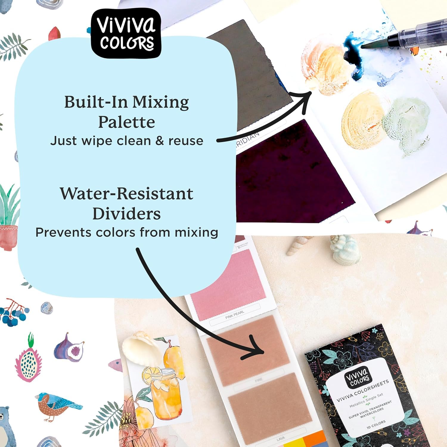 Viviva watercolor sheets in a paper pack ready for outdoor painting.