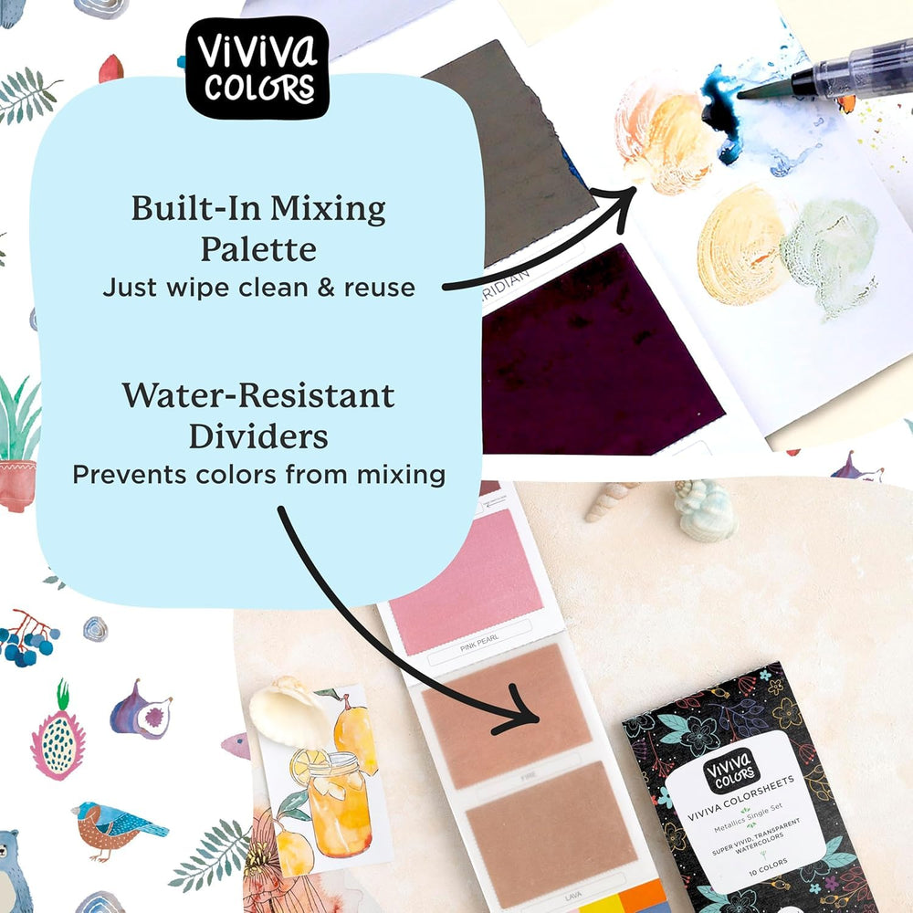Viviva watercolor sheets in a paper pack ready for outdoor painting.