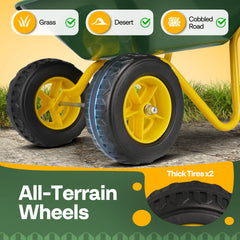 VIVOHOME wheelbarrow durable metal frame and plastic tub close-up