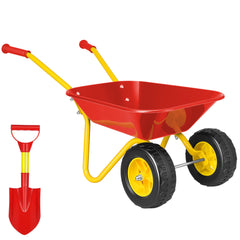 VIVOHOME kids wheelbarrow toy with tool set for outdoor pretend gardening.