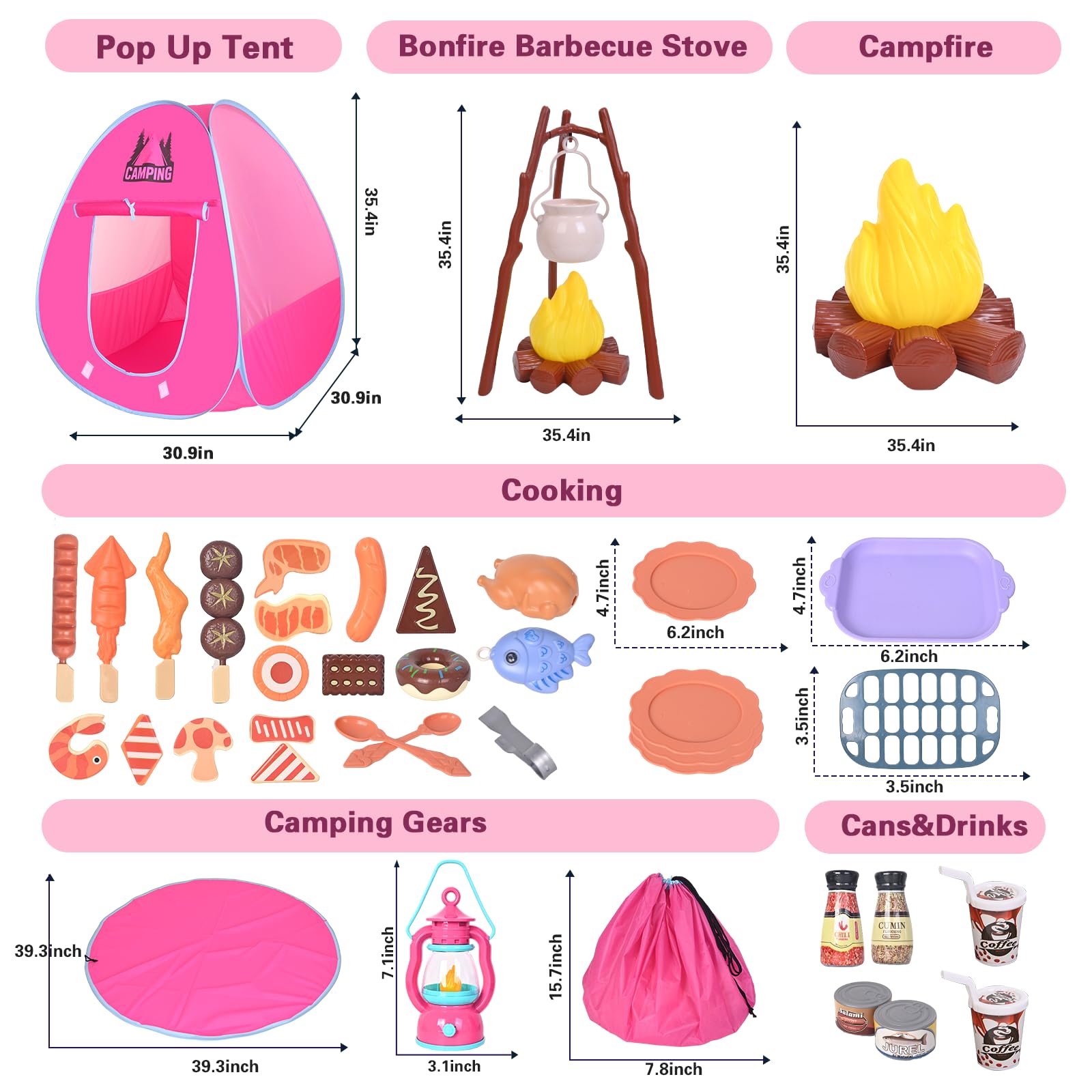 Viwulute camping set folds flat for easy setup and storage.