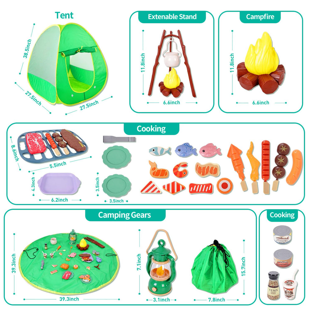Viwulute camping set toys silent campfire for cozy pretend storytelling