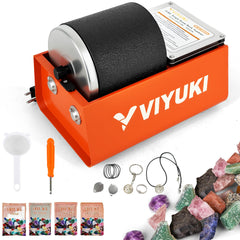 VIYUKI Rock Tumbler Kit durable barrel close-up showing sturdy construction.
