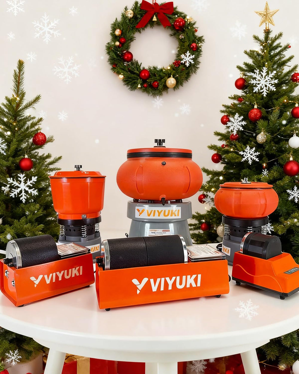 VIYUKI Rock Tumbler Kit in action demonstrating automatic operation.