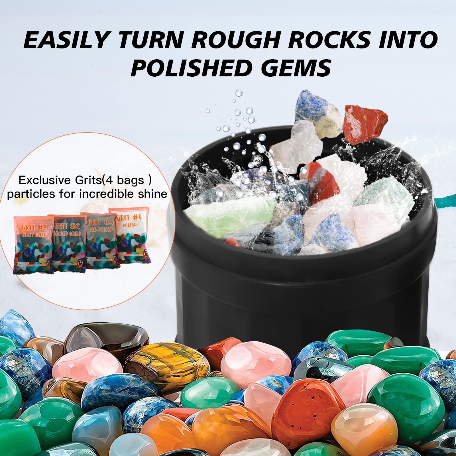 Rough gemstones in a bag illustrate starter materials for turning rocks into gems.
