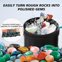 Rough gemstones in a bag illustrate starter materials for turning rocks into gems.