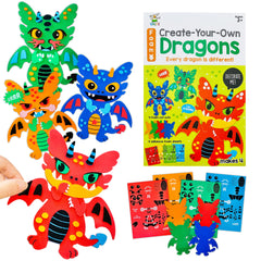 VKPI dragons foam art kit: colorful dragons for creative play and fine motor practice.