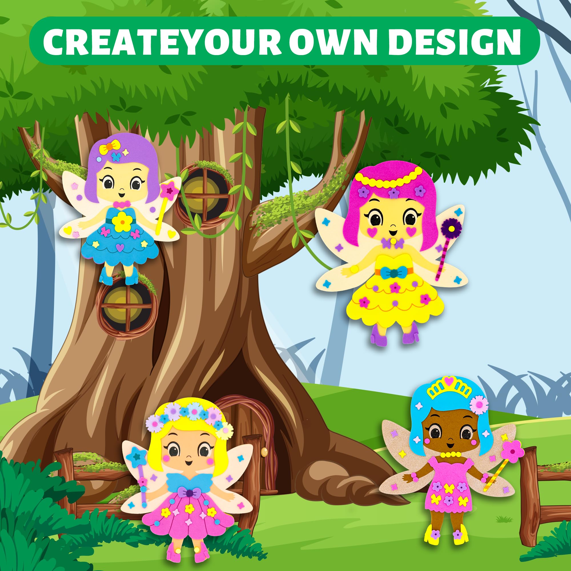 VKPI classroom activity set pictured beside decorated fairies for learning.