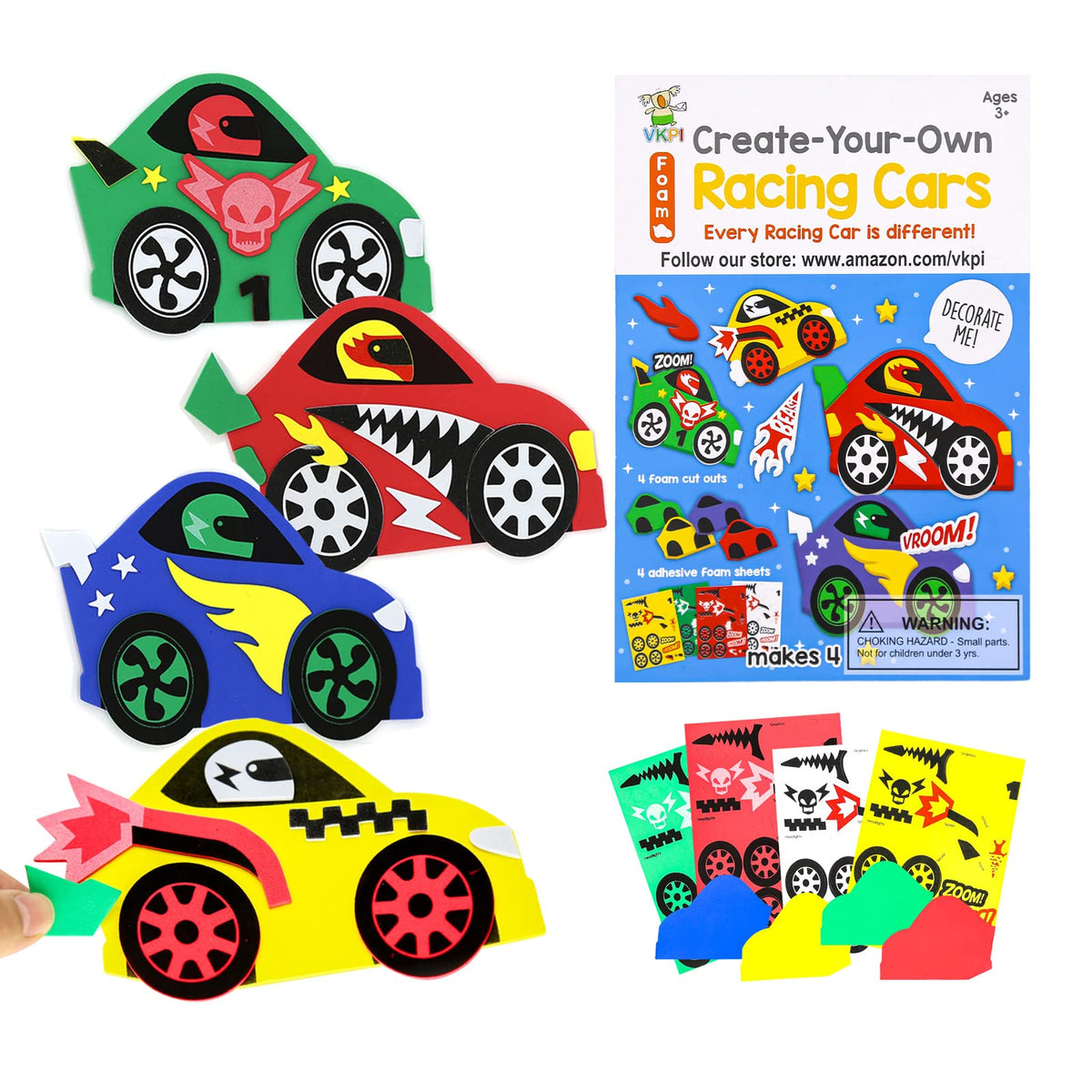 VKPI foam crafts kit racing cars set for creative play and easy assembly.