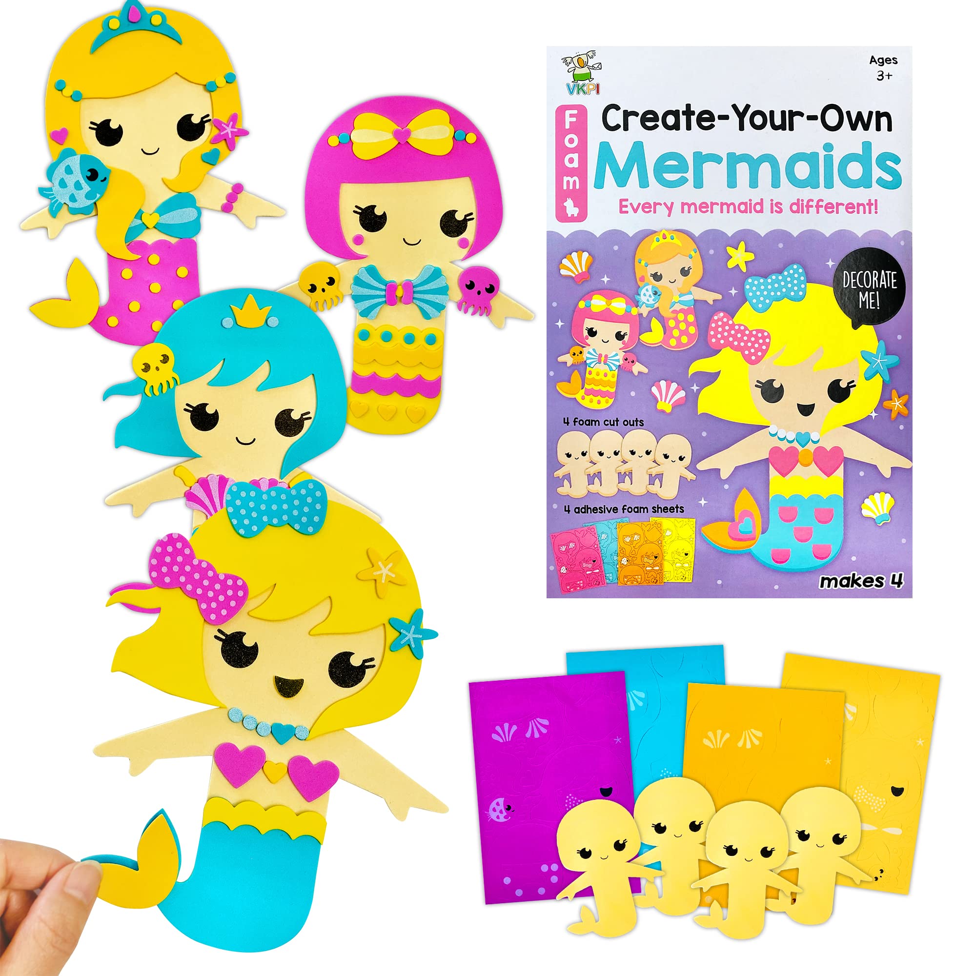 VKPI mermaid craft kit with cardboard patterns inspires imaginative play