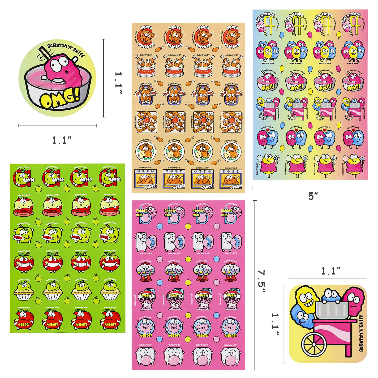 VKPI Scratch and Sniff stickers 144 designs offer diverse themes for creative activities.