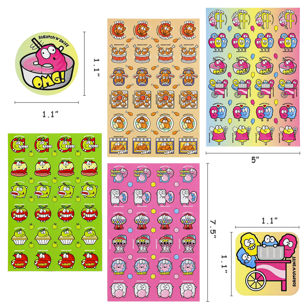 VKPI Scratch and Sniff stickers 144 designs offer diverse themes for creative activities.