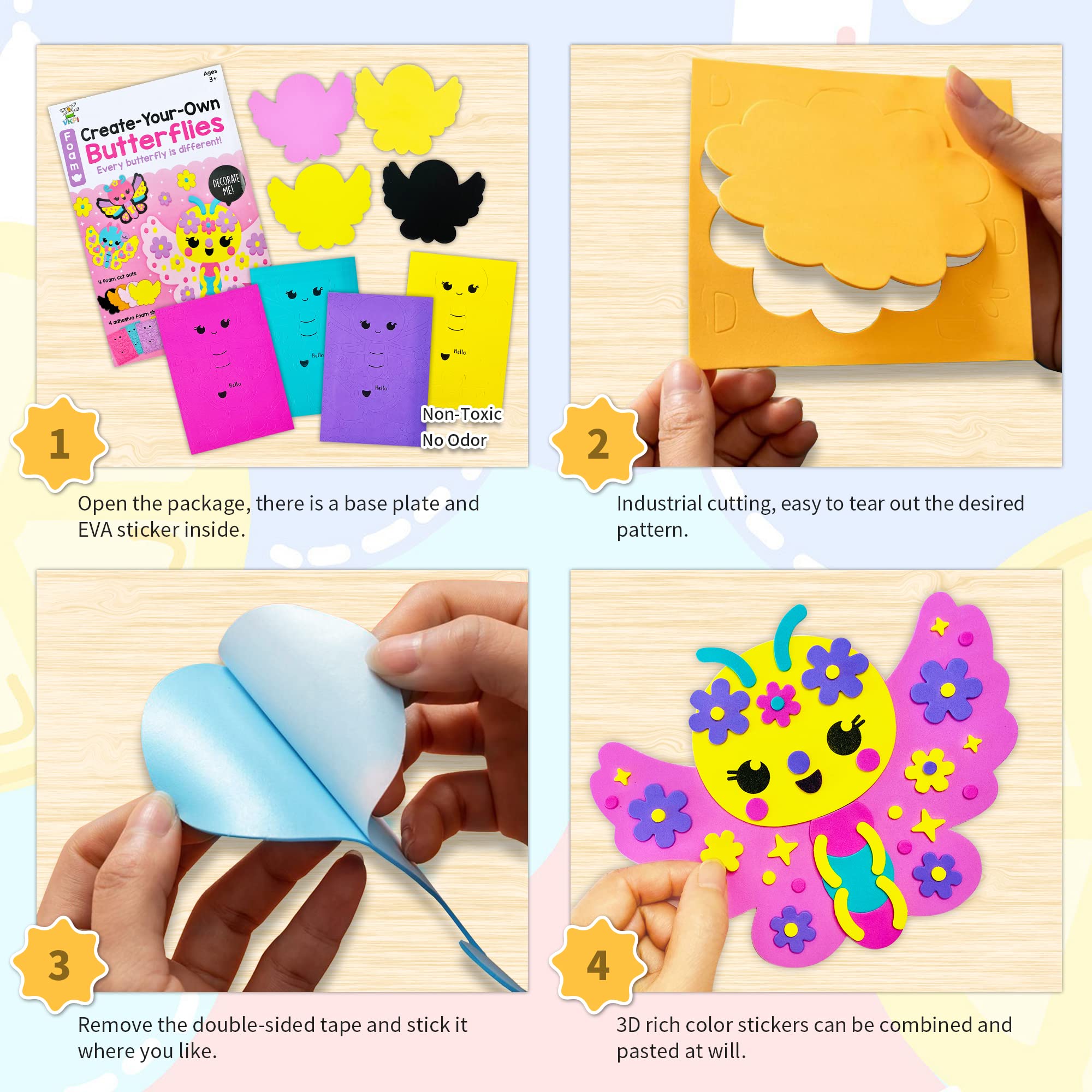 VKPI sticker cardboards cut patterns for mess-free, kid-friendly crafts