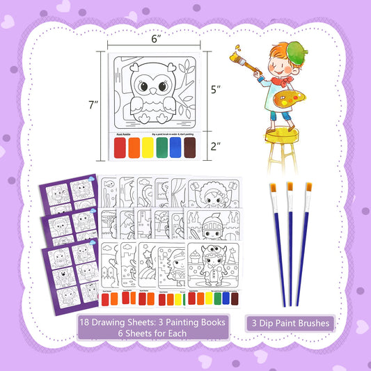 VKPI watercolor pages with patterns, ideal for practicing color recognition.