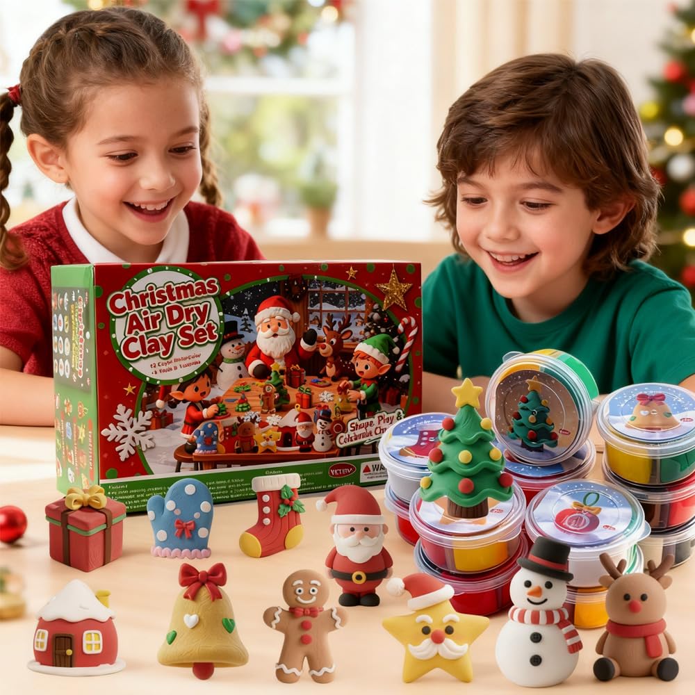 VKTEN air-dry clay colors in cups enable quick, mess-free kids' crafts.