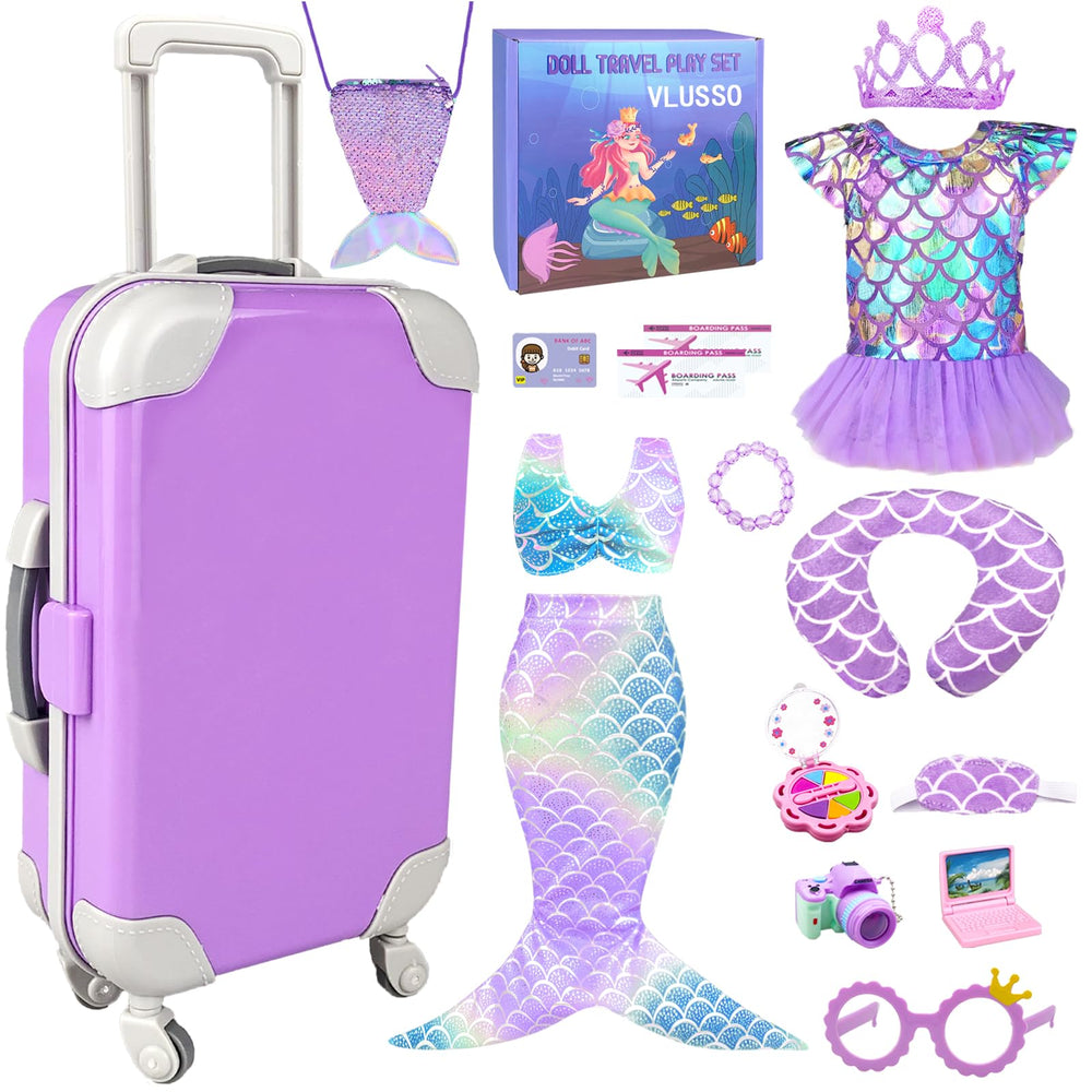 VLUSSO 18-inch doll travel case with wheels and handle for easy transport