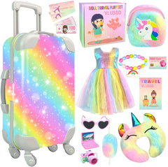 VLUSSO 19Pcs doll travel accessories case organized for 18-inch dolls