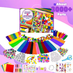VLUSSO 3000Pcs kit contents closeup highlighting colorful supplies for creative projects.