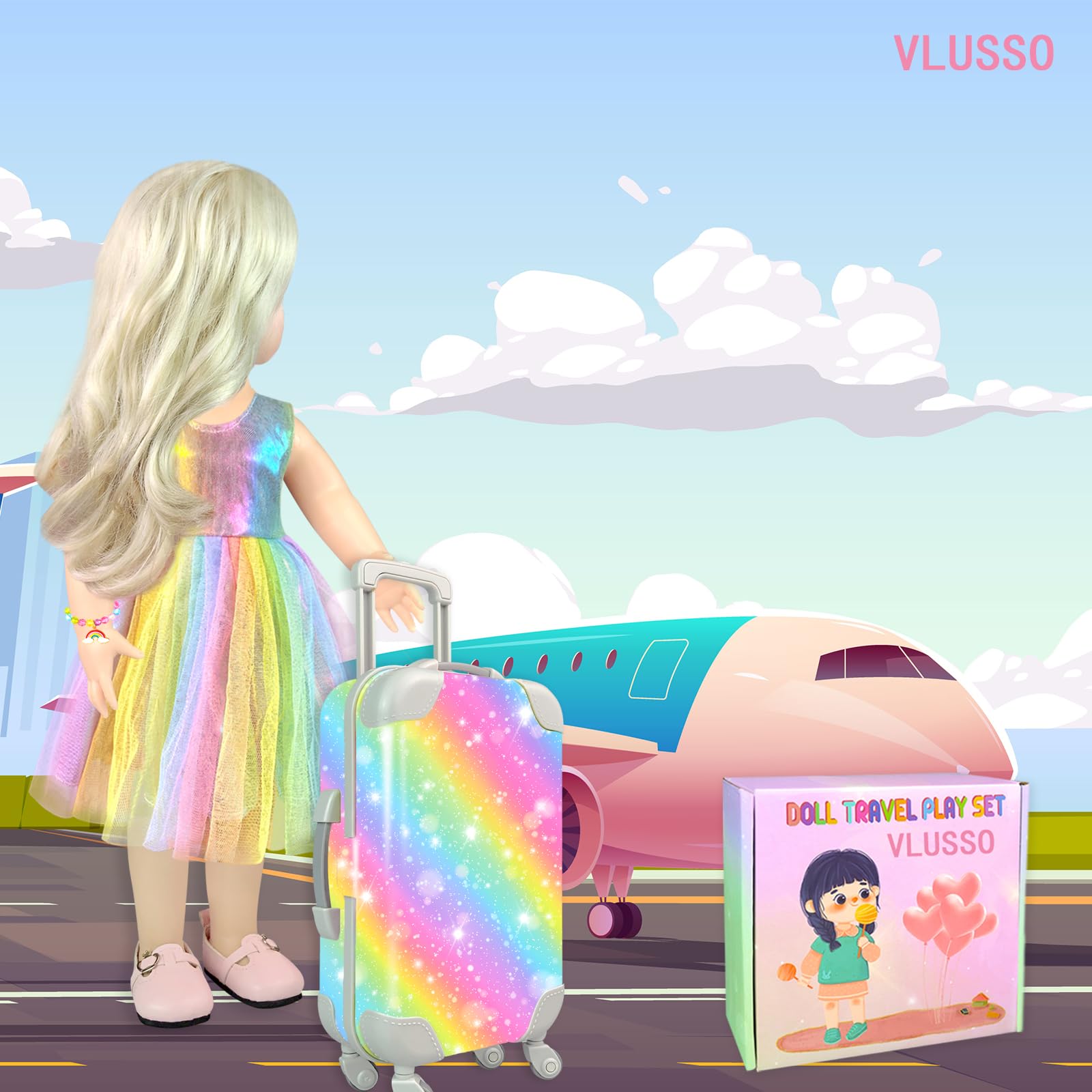 VLUSSO doll travel case with wheels for smooth movement