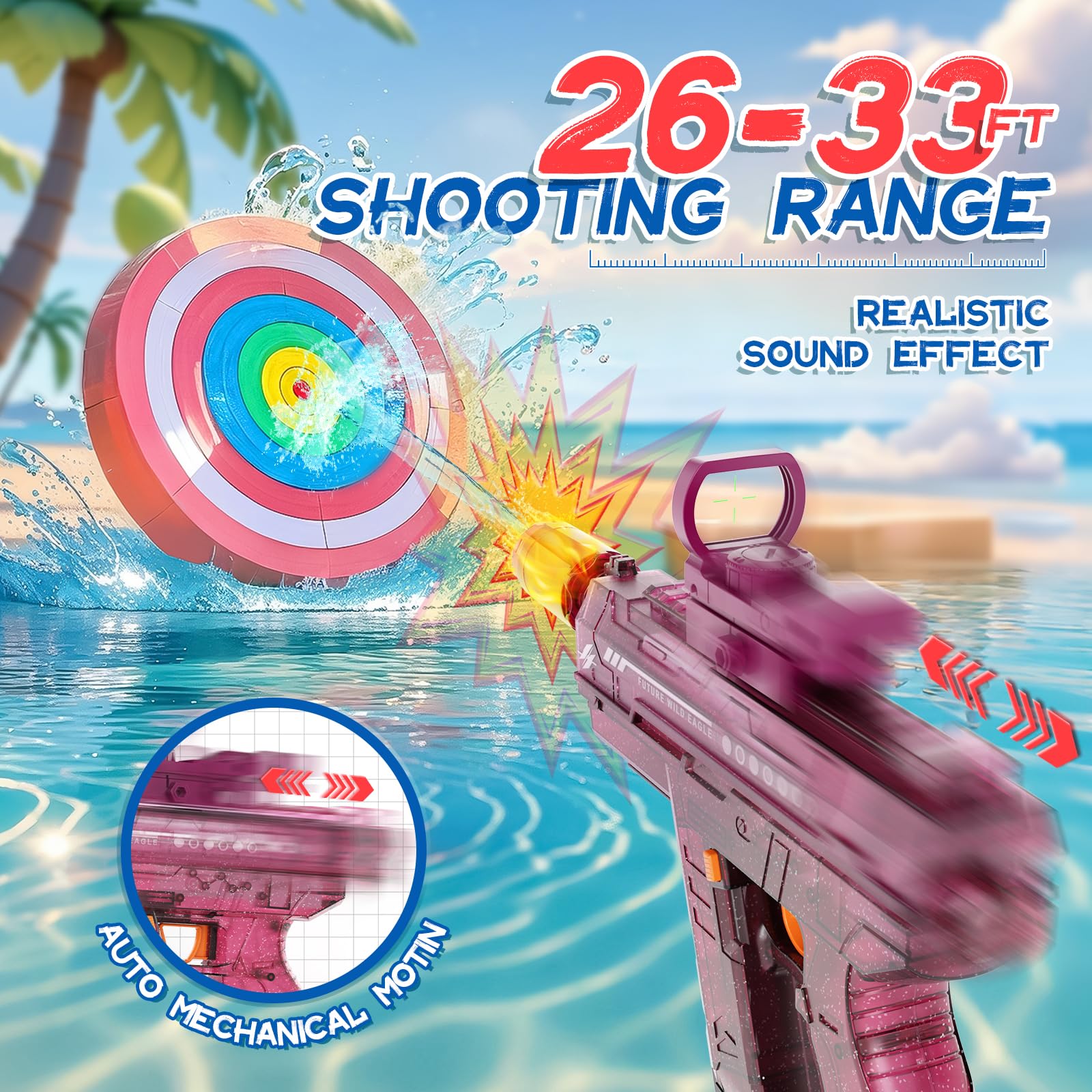 Vmiya pink red water gun with cool design and sights for thrilling battles.
