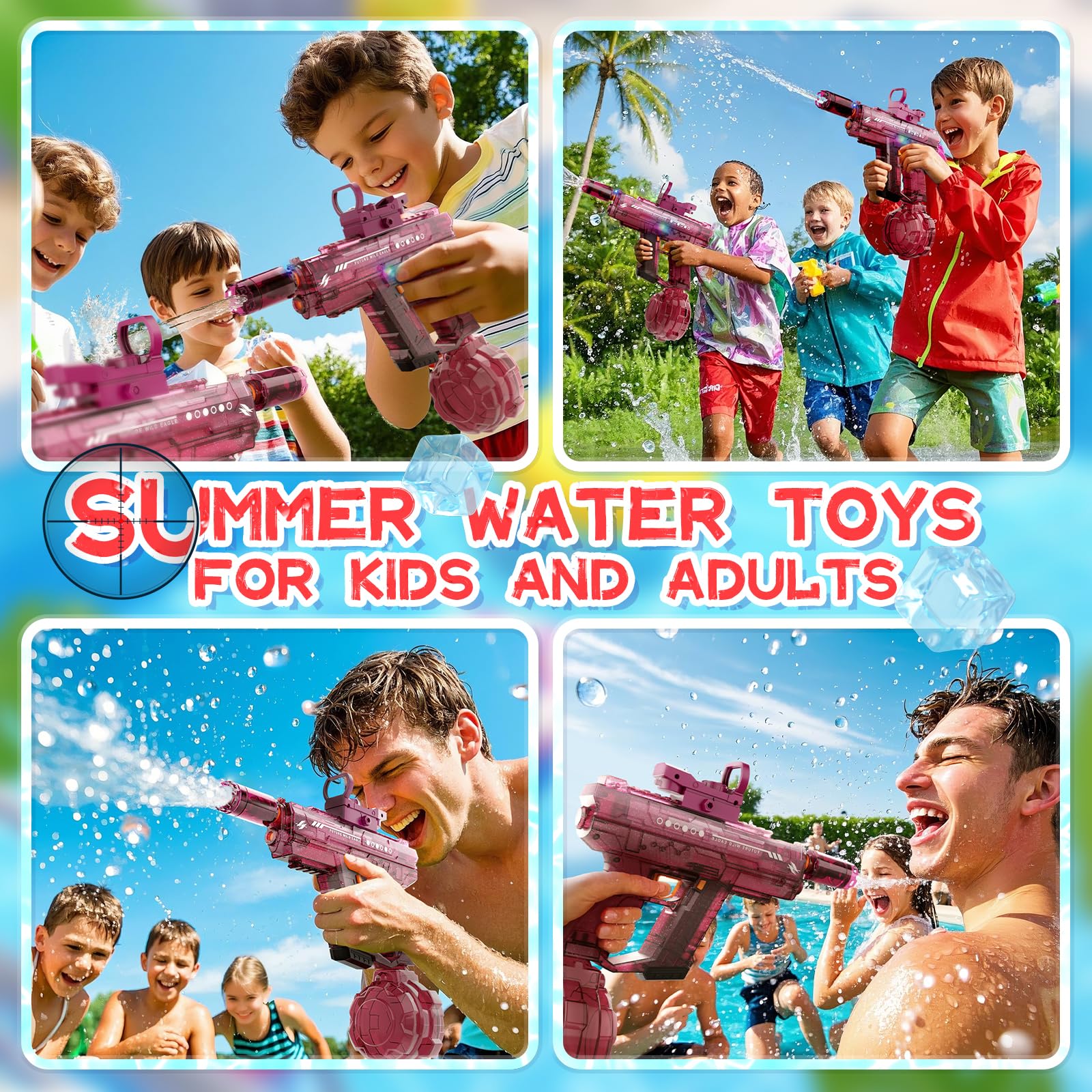 Vmiya water gun rechargeable battery enables longer sessions outdoors.