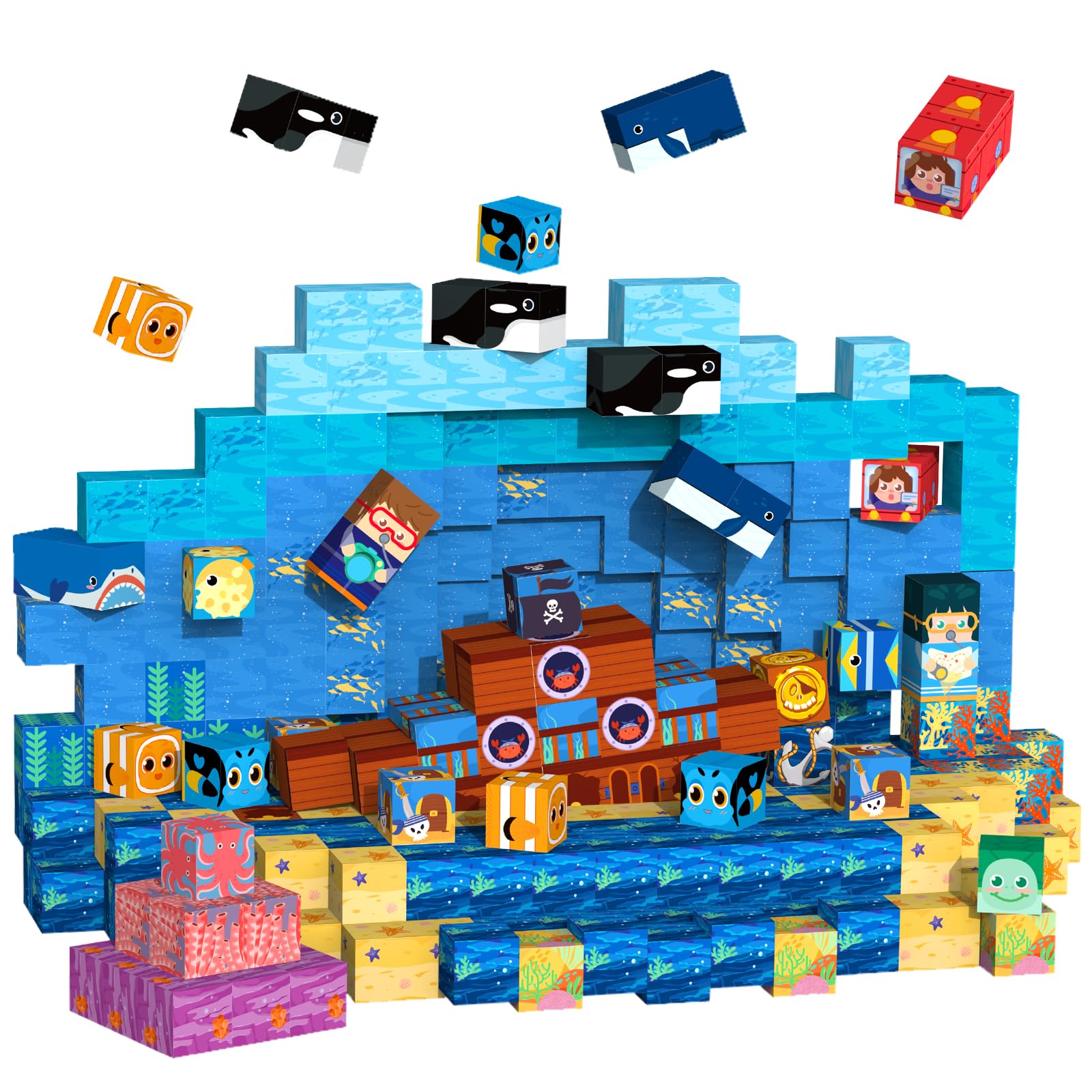 VNLINA 154pcs magnetic building blocks stimulate imaginative STEM play and fine motor skills.