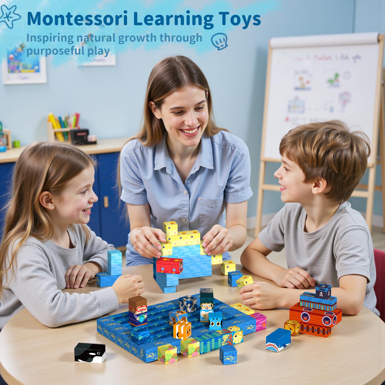 VNLINA chunky easy-grip pieces suit little hands for safe building.