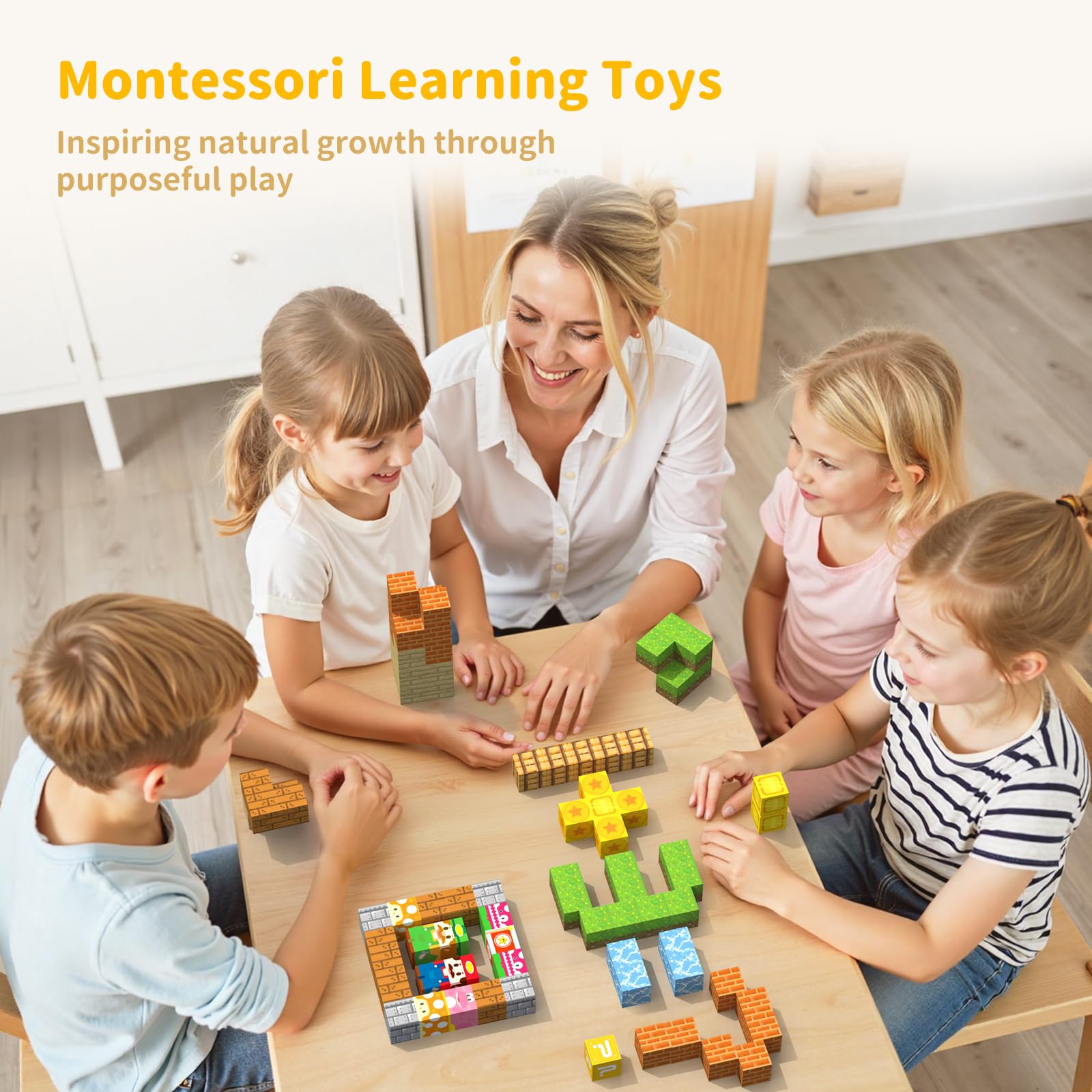 VNLINA Magnetic Blocks Color Recognition: helps kids learn colors during construction
