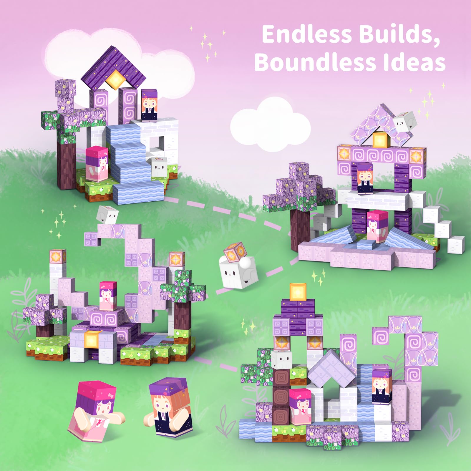 VNLINA Magnetic Blocks easy-connect design provides satisfying clicks for quick, frustration-free rearranging.
