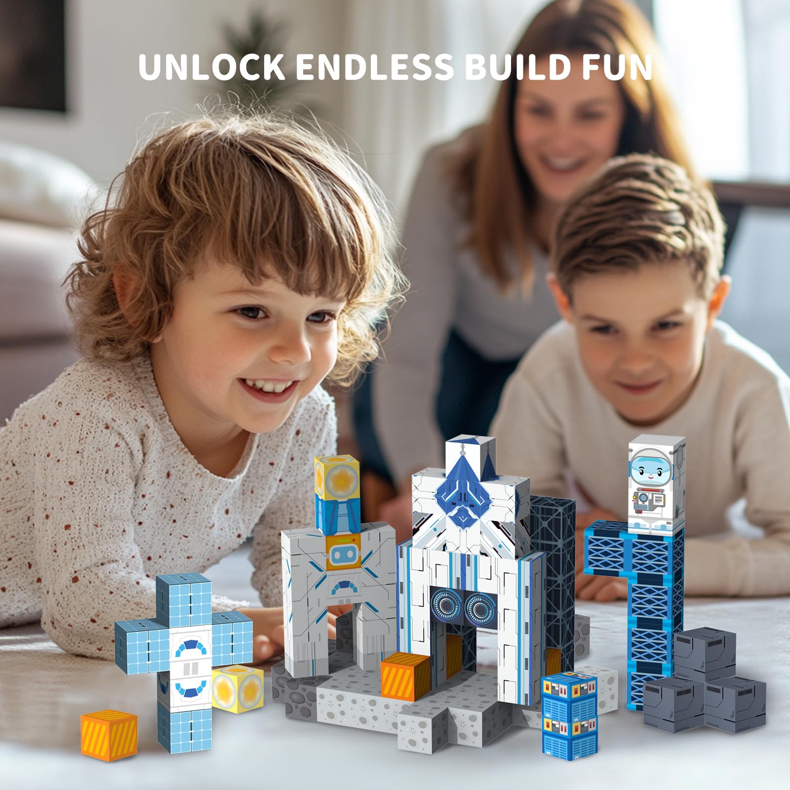 VNLINA magnetic blocks step-by-step instructions guide young builders