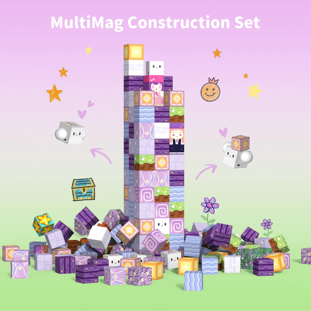 VNLINA Magnetic Blocks pixel-art cubes enable creative storytelling through pixelated character scenes.
