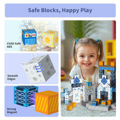 VNLINA magnetic blocks rocket piece for quick space-scene assembly