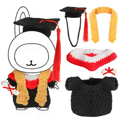 Voccim 17cm doll graduation gown set close-up crochet detail for authentic handmade look.