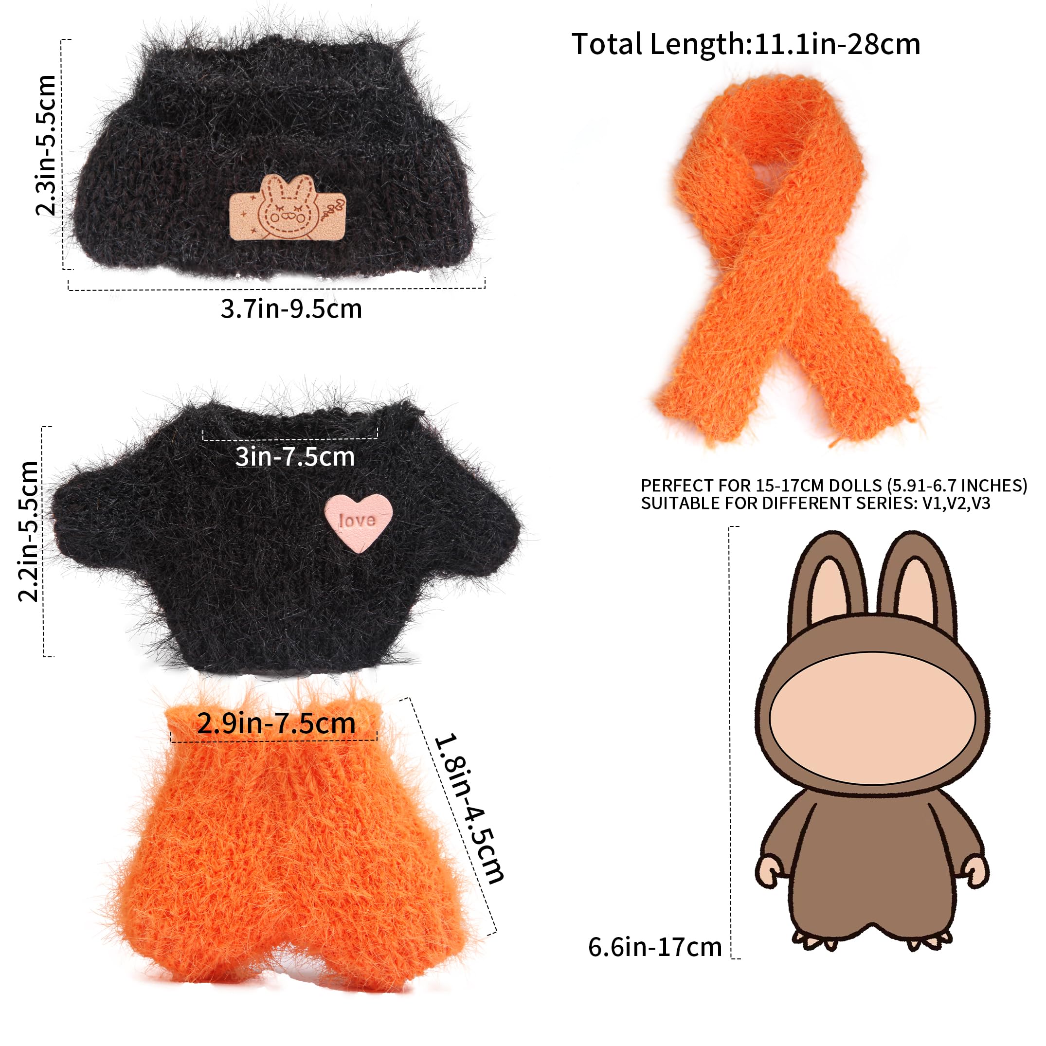 Voccim knit mufflers provide cozy flair for 17cm doll outfits.
