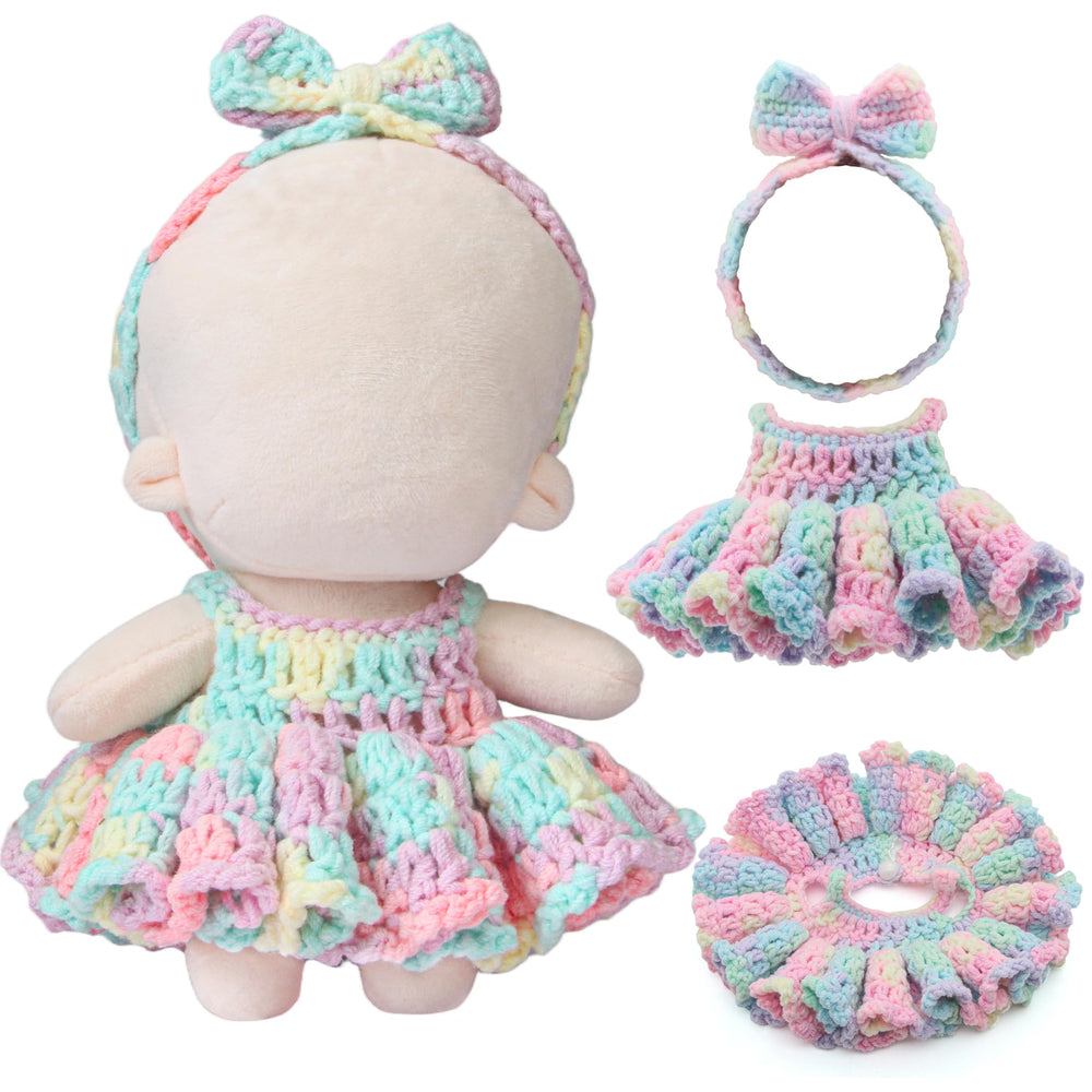 Voccim crochet flower dress for 17cm doll, ideal for imaginative dress-up play