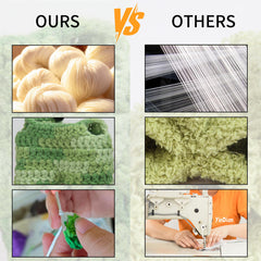 Voccim crochet texture on 17cm doll clothes enhances tactile display.