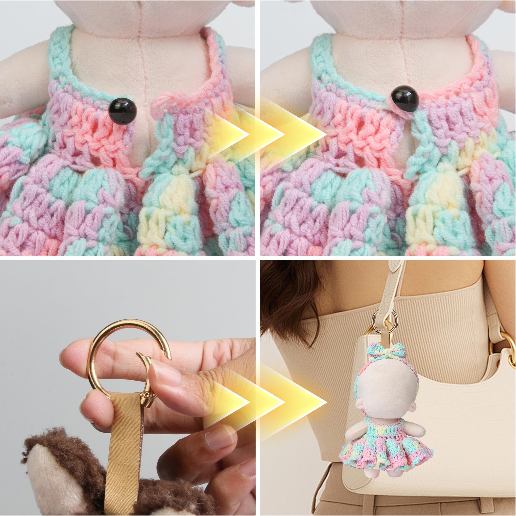 Voccim macaron headband with dress for 17cm doll, completes a cute, gift-ready look