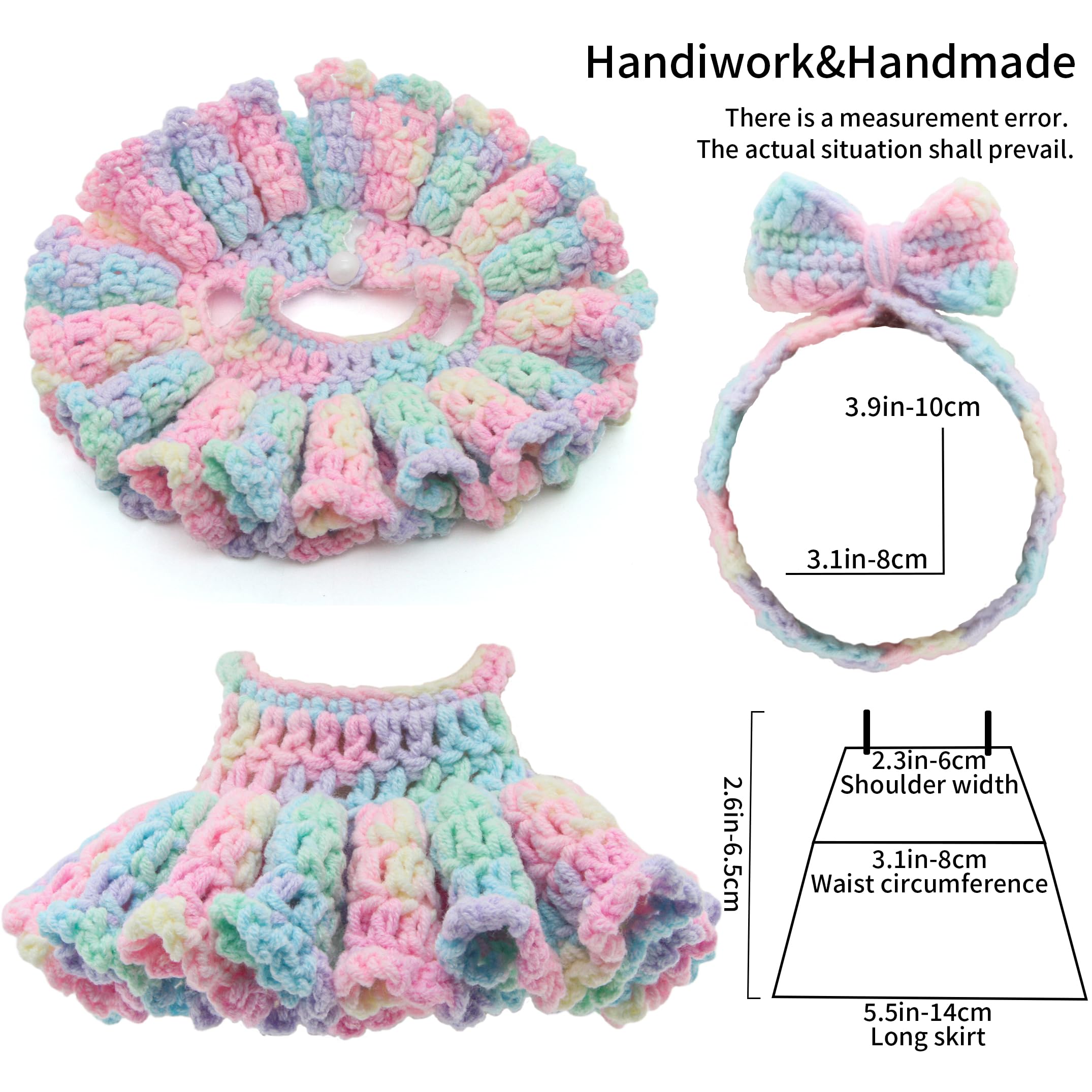 Voccim handwoven flower dress for 17cm doll, soft wool texture for cozy pretend play