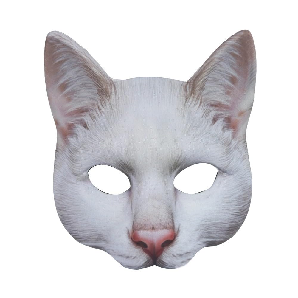 Vocoliday half-face cat mask front view, ideal for Halloween cosplay.
